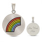 Rainbow Moji Silver Necklace Engraved