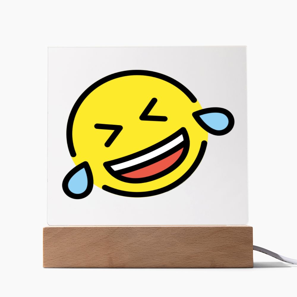 Rolling on Floor Laughing Moji Pop Art Plaque Showing Cord
