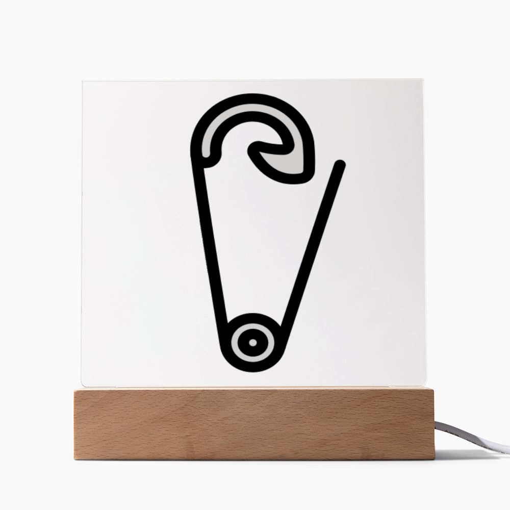 Safety Pin Moji Pop Art Plaque Showing Cord