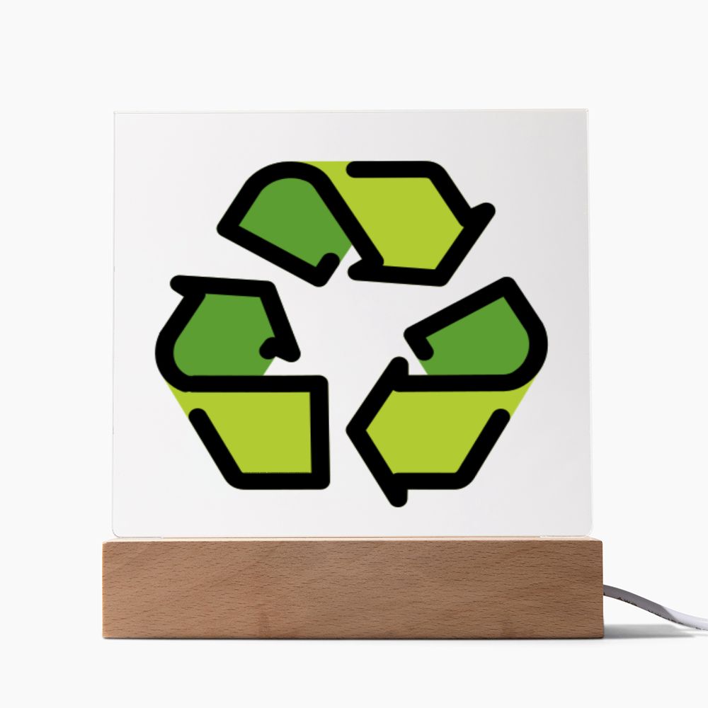Recycling Symbol Folded Hands Moji Pop Art Plaque Showing Cord