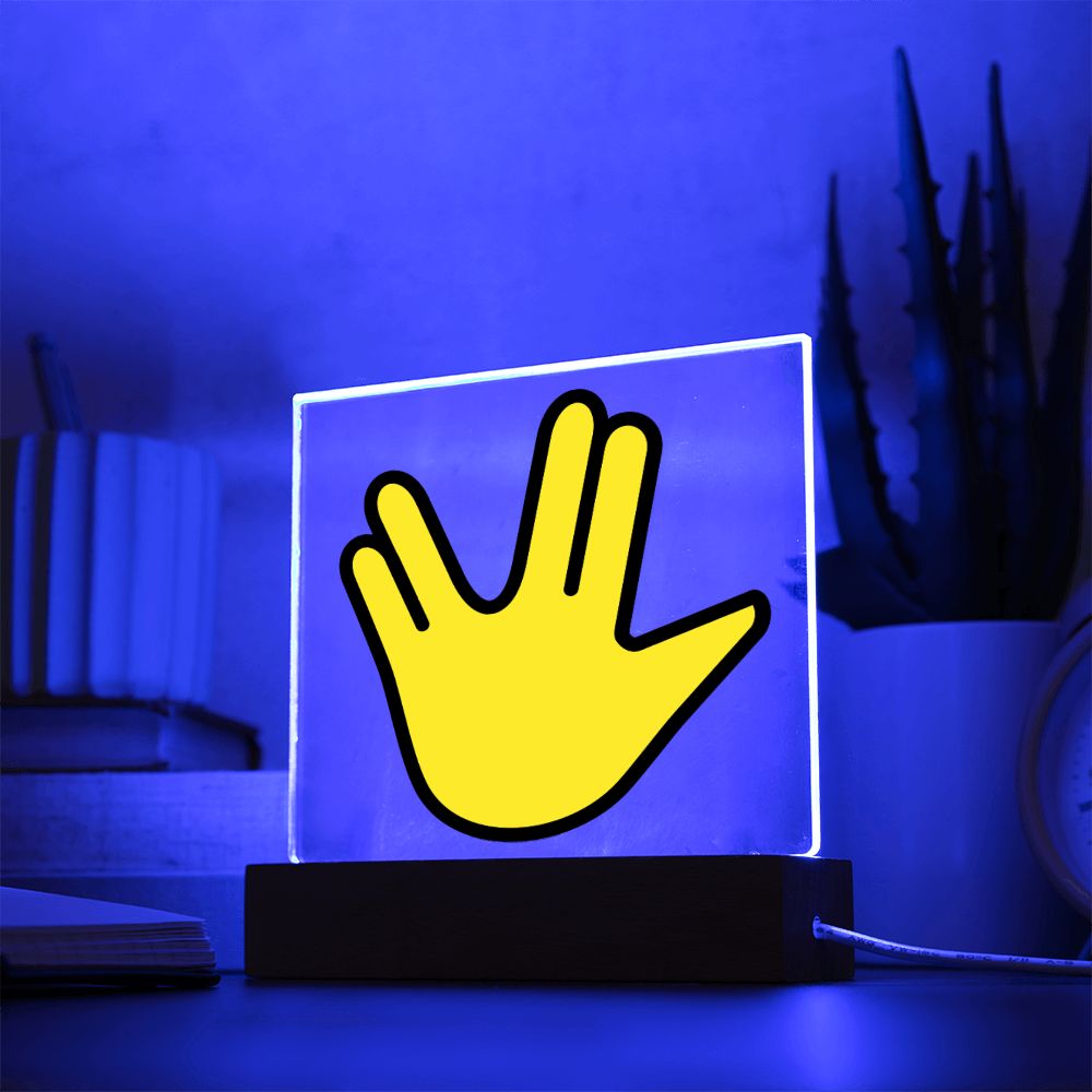 Vulcan Salute Moji Pop Art Plaque Showing LED