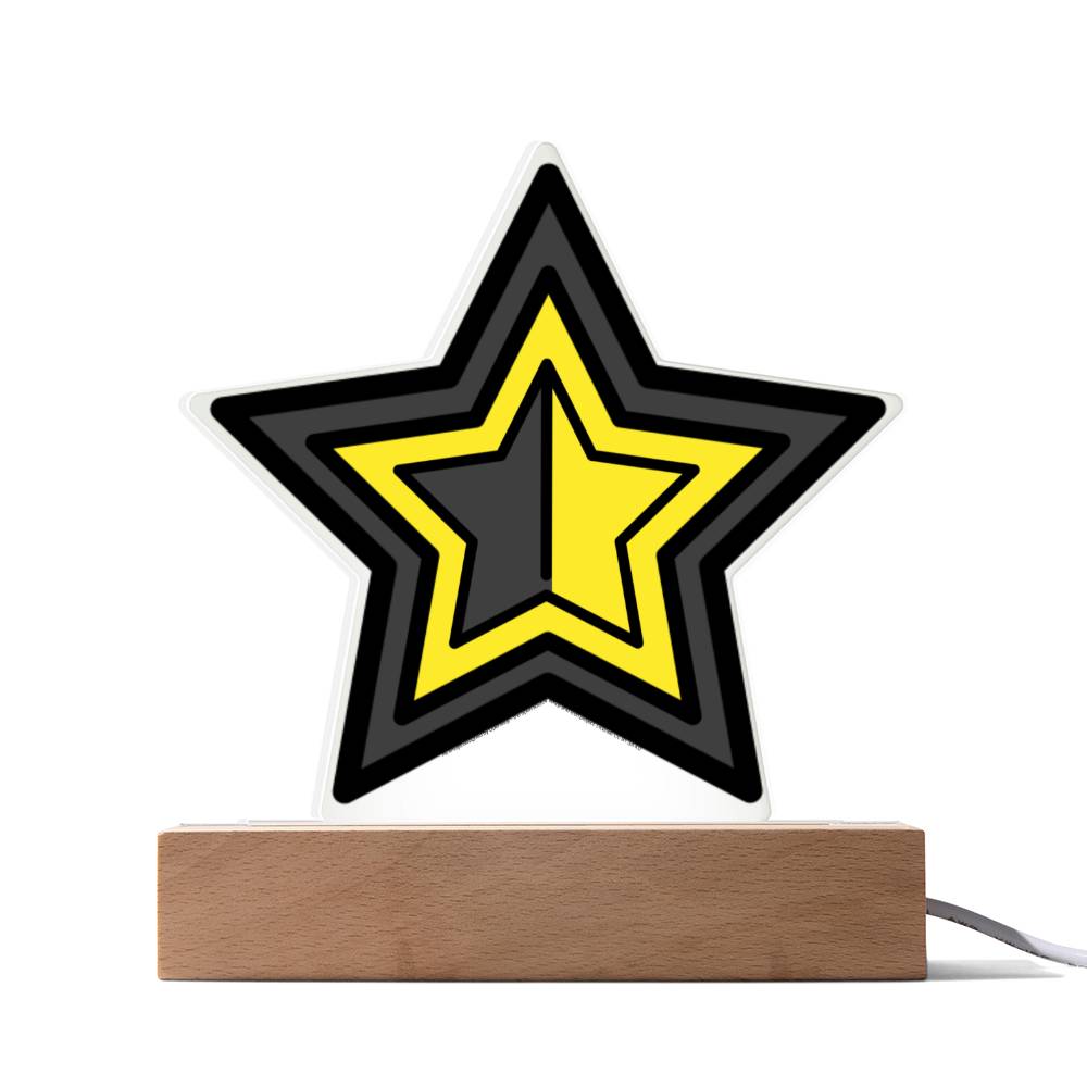 Black n Yellow Star Moji Pop Art Plaques - Emoji.Express (LED Available)