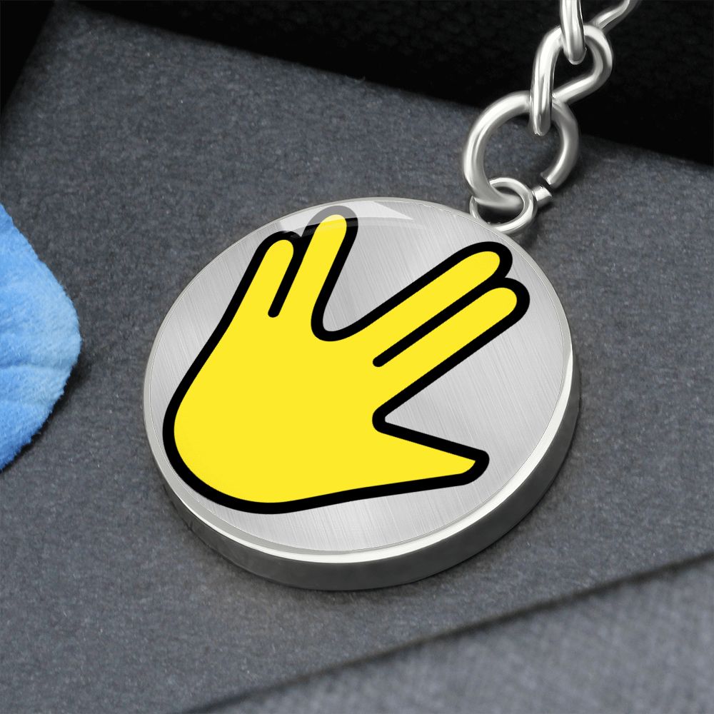 Vulcan Salute Silver Keychain