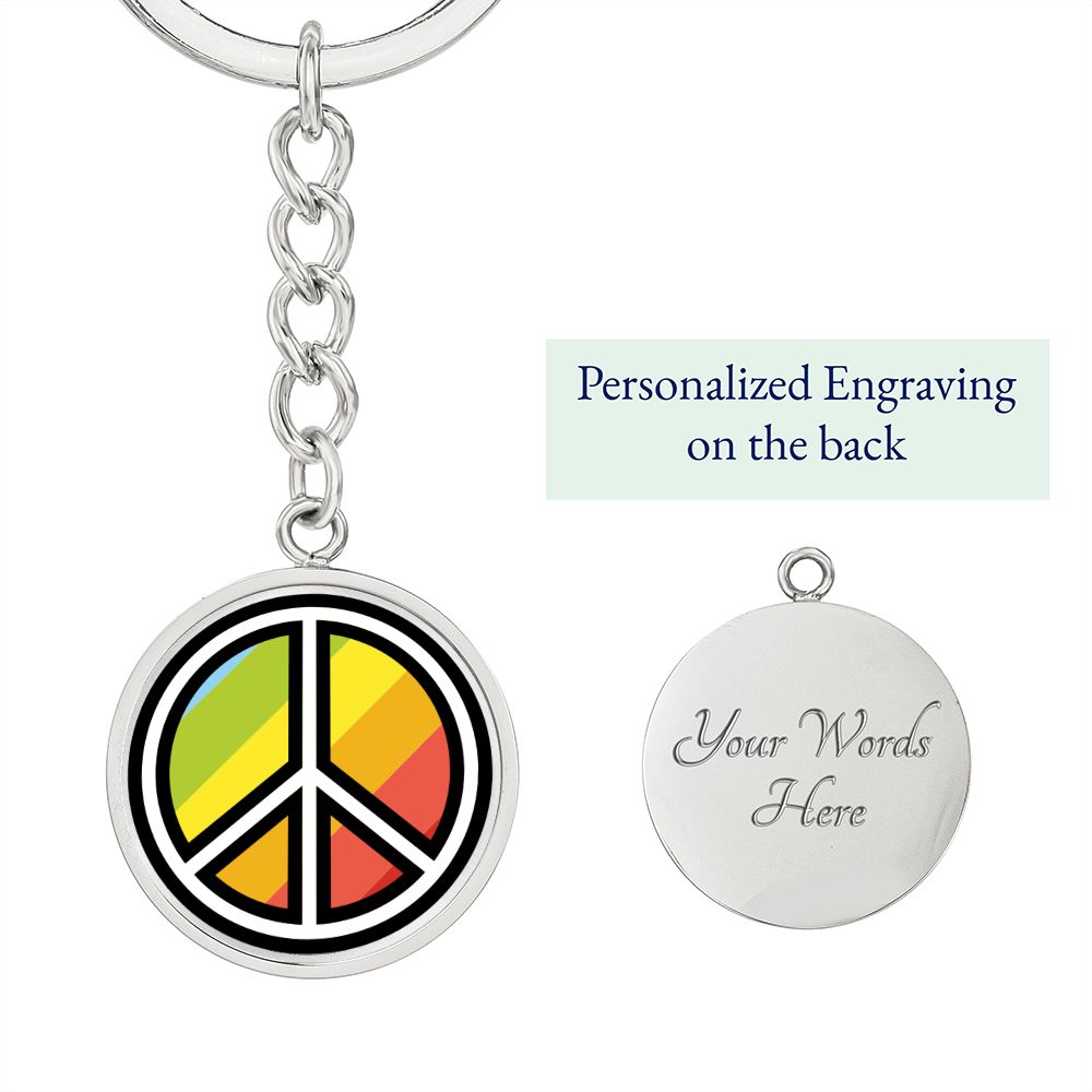 Rainbow Silver Keychain Engraved