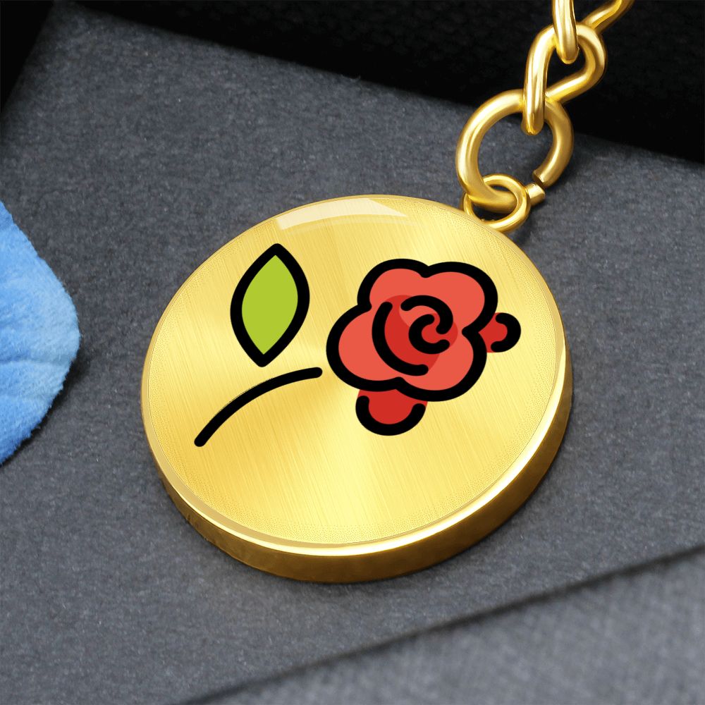 Rose Moji Circle Gold Keychain