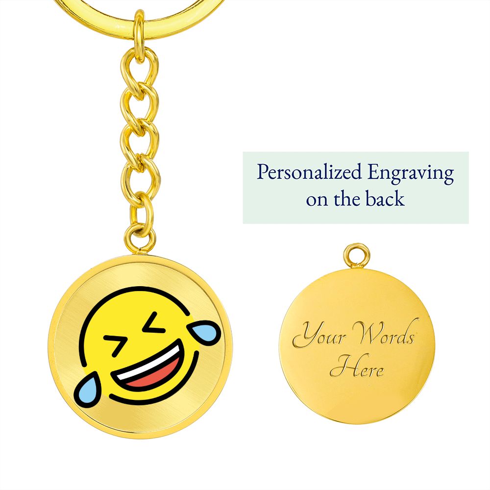 Rolling on Floor Laughing Gold Keychain Engraved