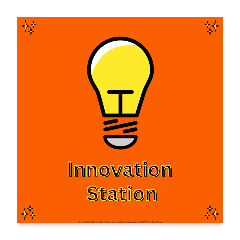 Emoji Expression: Innovation Station + Lightbulb Moji Wall Art 24x24 Poster - Emoji.Express - white