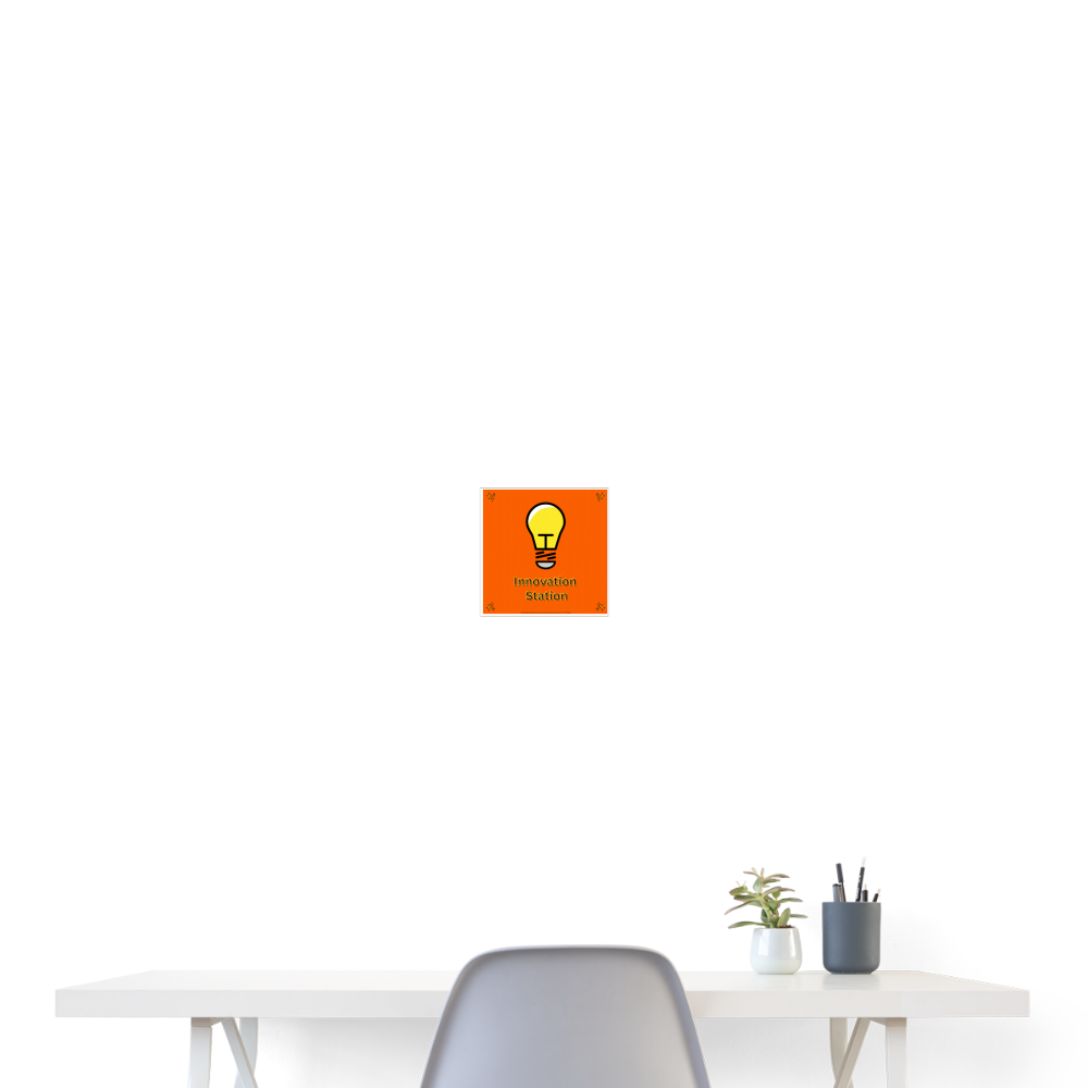 Emoji Expression: Innovation Station + Lightbulb Moji Wall Art 8x8 Poster - Emoji.Express - white