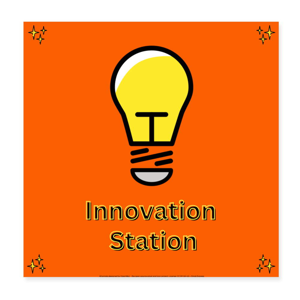 Emoji Expression: Innovation Station + Lightbulb Moji Wall Art 8x8 Poster - Emoji.Express - white