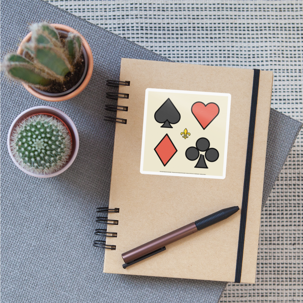 Emoji Expression: The Four Suits Square: Spade + Heart + Diamond + Club Moji Sticker - Emoji.Express - white glossy