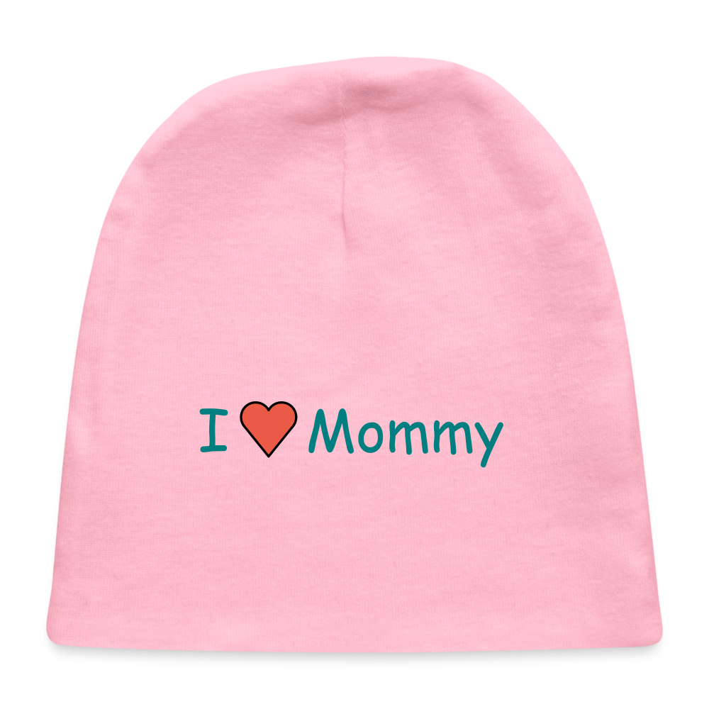 Customizable I Love Mommy Red Heart Moji Baby Cap - Emoji.Express - light pink