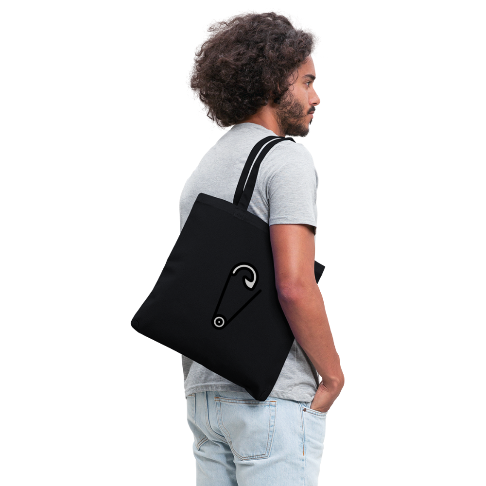 Customizable Safety Pin Moji L Canvas Tote (15x14) - Emoji.Express - black
