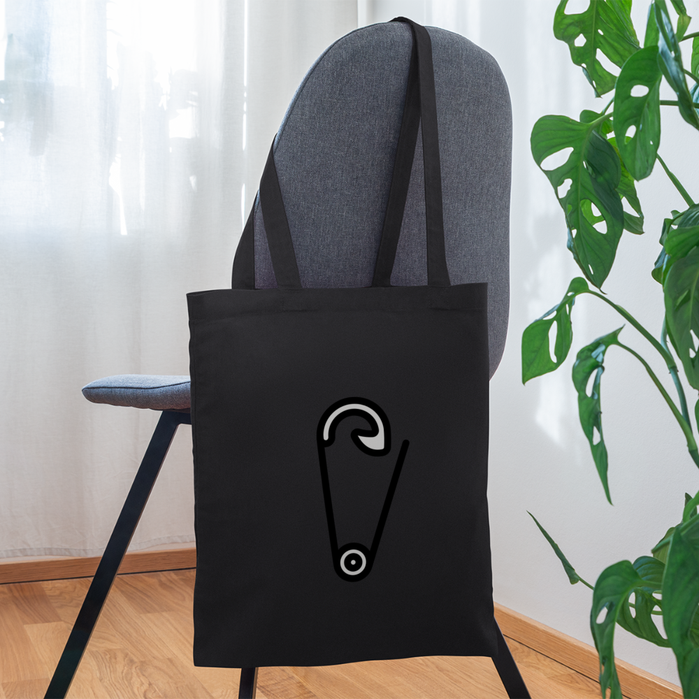 Customizable Safety Pin Moji L Canvas Tote (15x14) - Emoji.Express - black