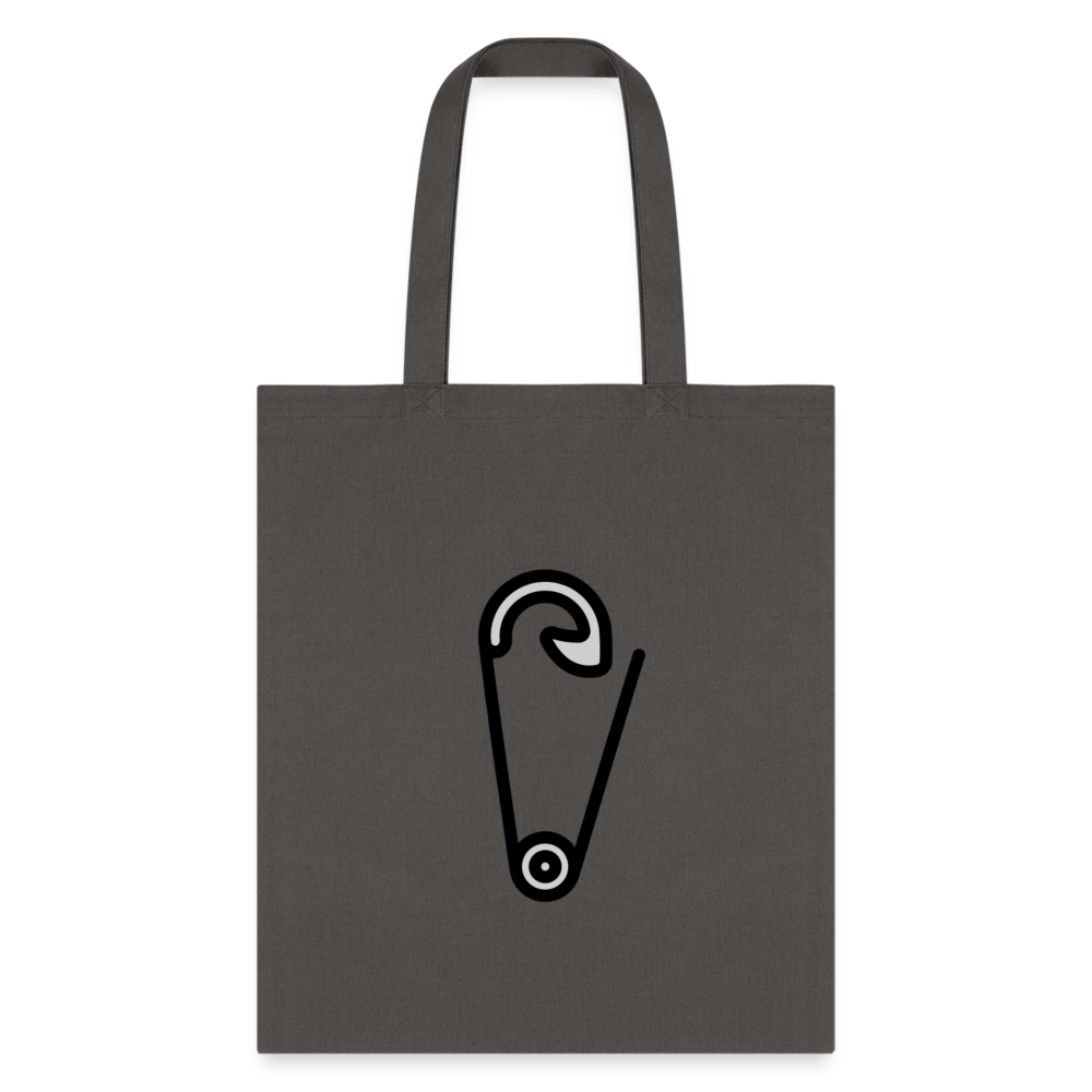 Customizable Safety Pin Moji L Canvas Tote (15x14) - Emoji.Express - charcoal