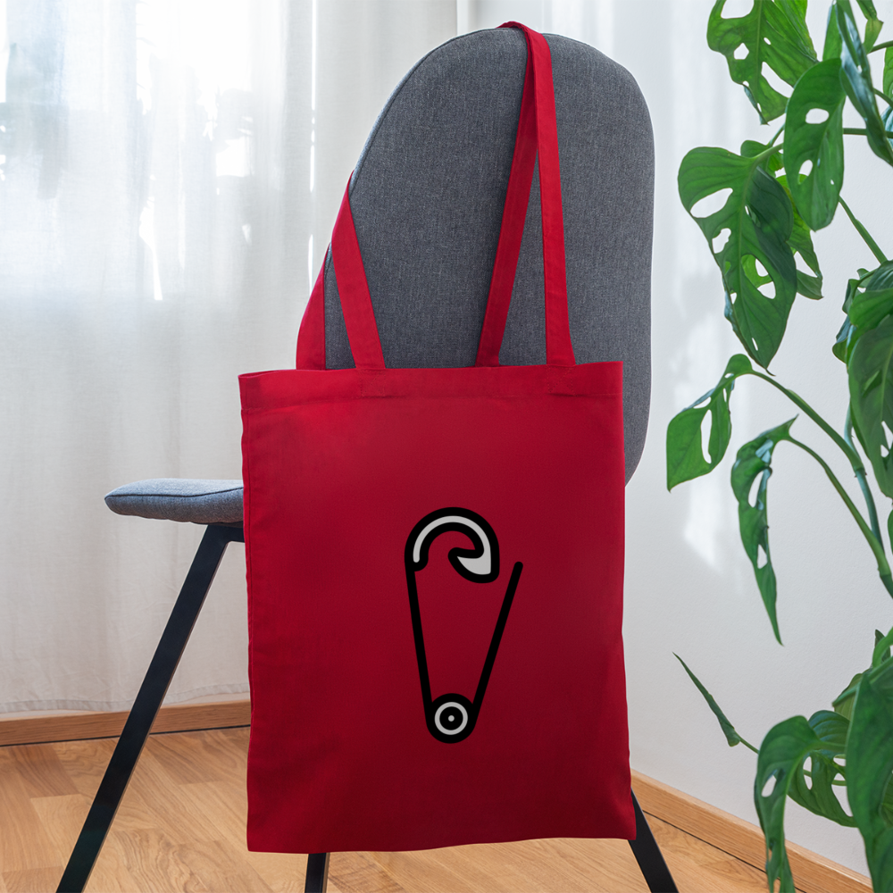 Customizable Safety Pin Moji L Canvas Tote (15x14) - Emoji.Express - red