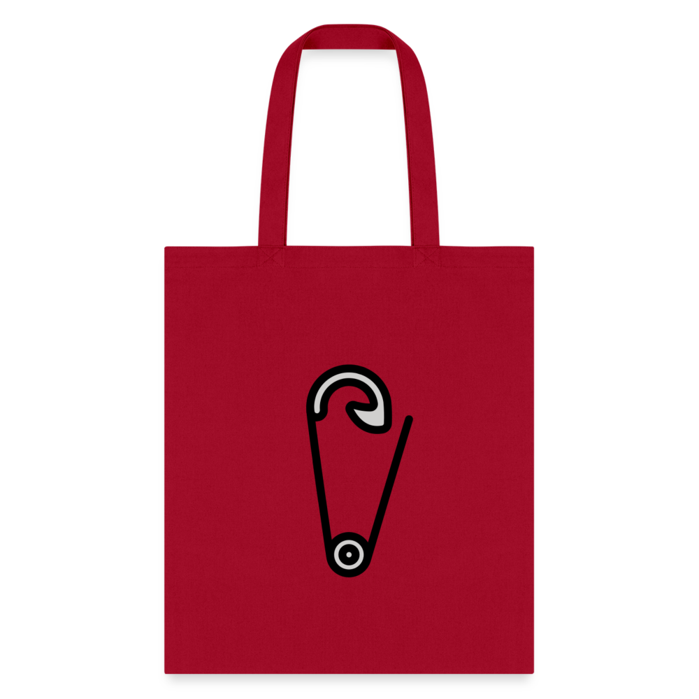 Customizable Safety Pin Moji L Canvas Tote (15x14) - Emoji.Express - red