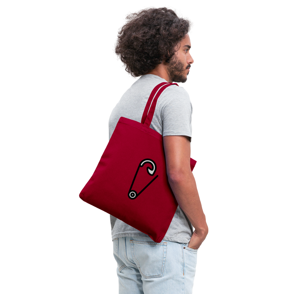 Customizable Safety Pin Moji L Canvas Tote (15x14) - Emoji.Express - red