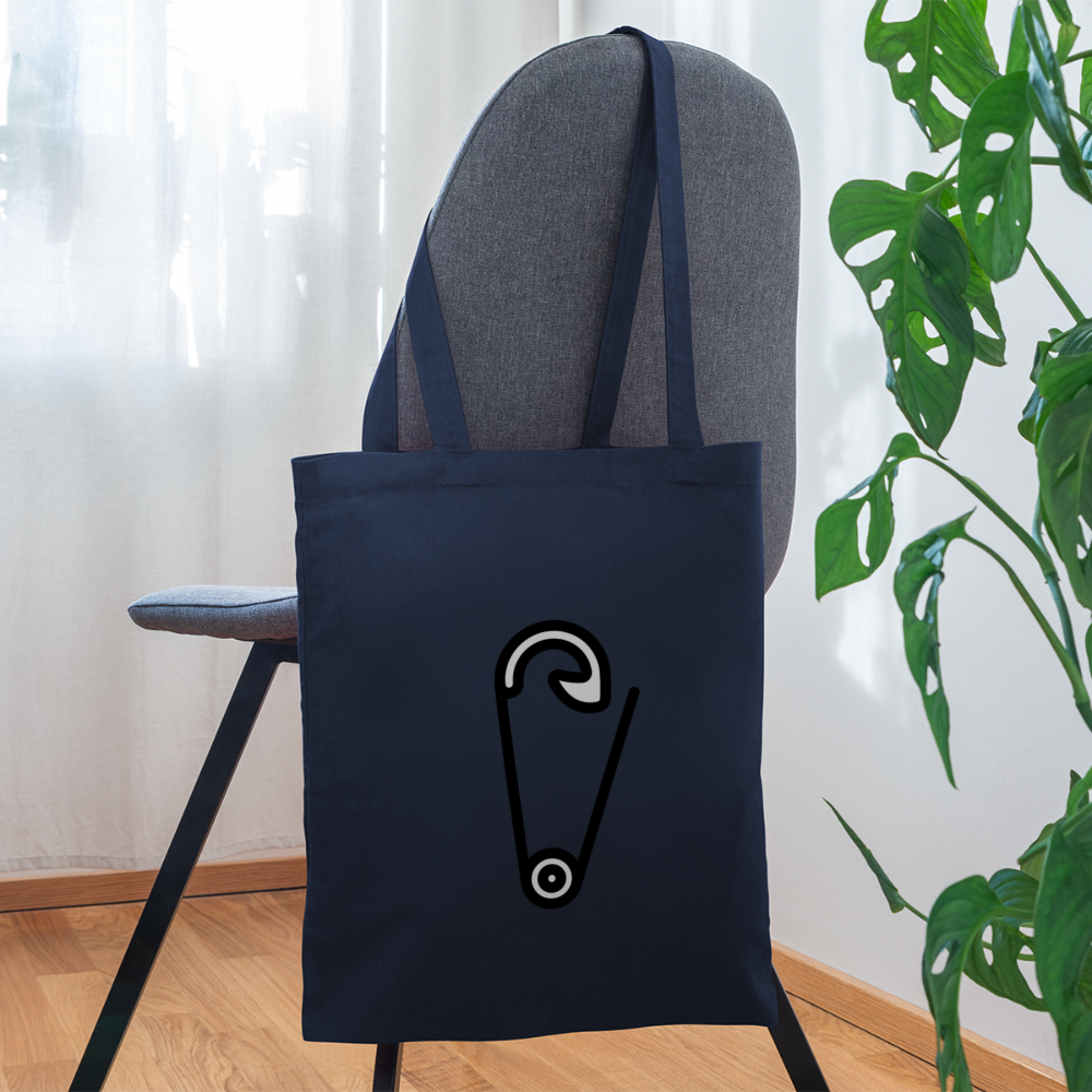 Customizable Safety Pin Moji L Canvas Tote (15x14) - Emoji.Express - navy