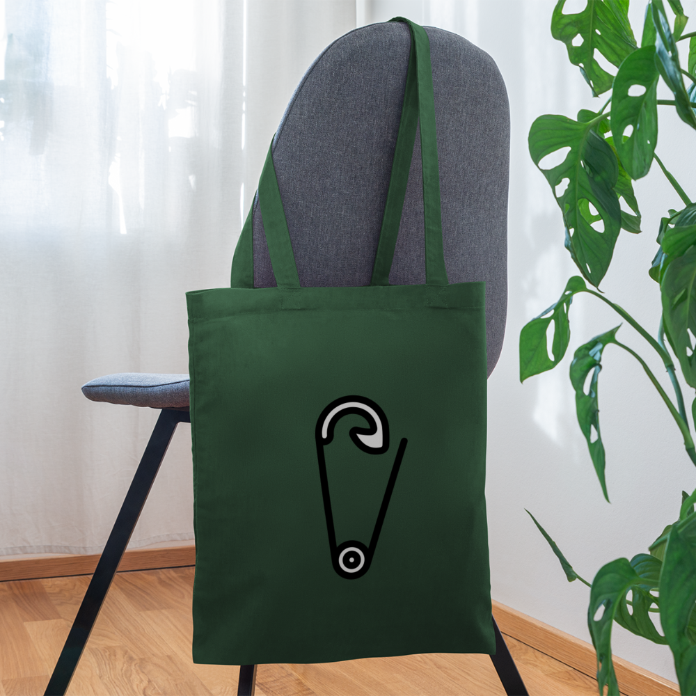 Customizable Safety Pin Moji L Canvas Tote (15x14) - Emoji.Express - forest green