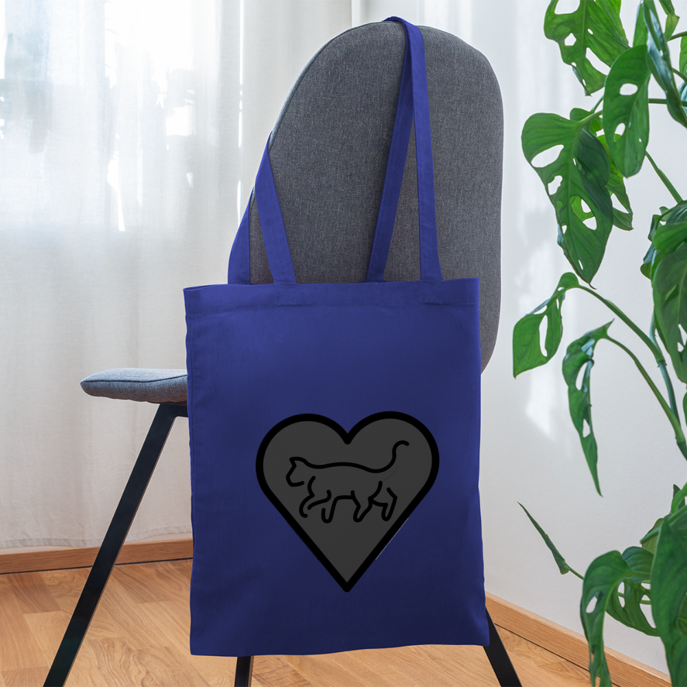 Customizable Black Heart + Black Cat Moji L Canvas Tote Bag (15x14) - Emoji.Express - royal blue