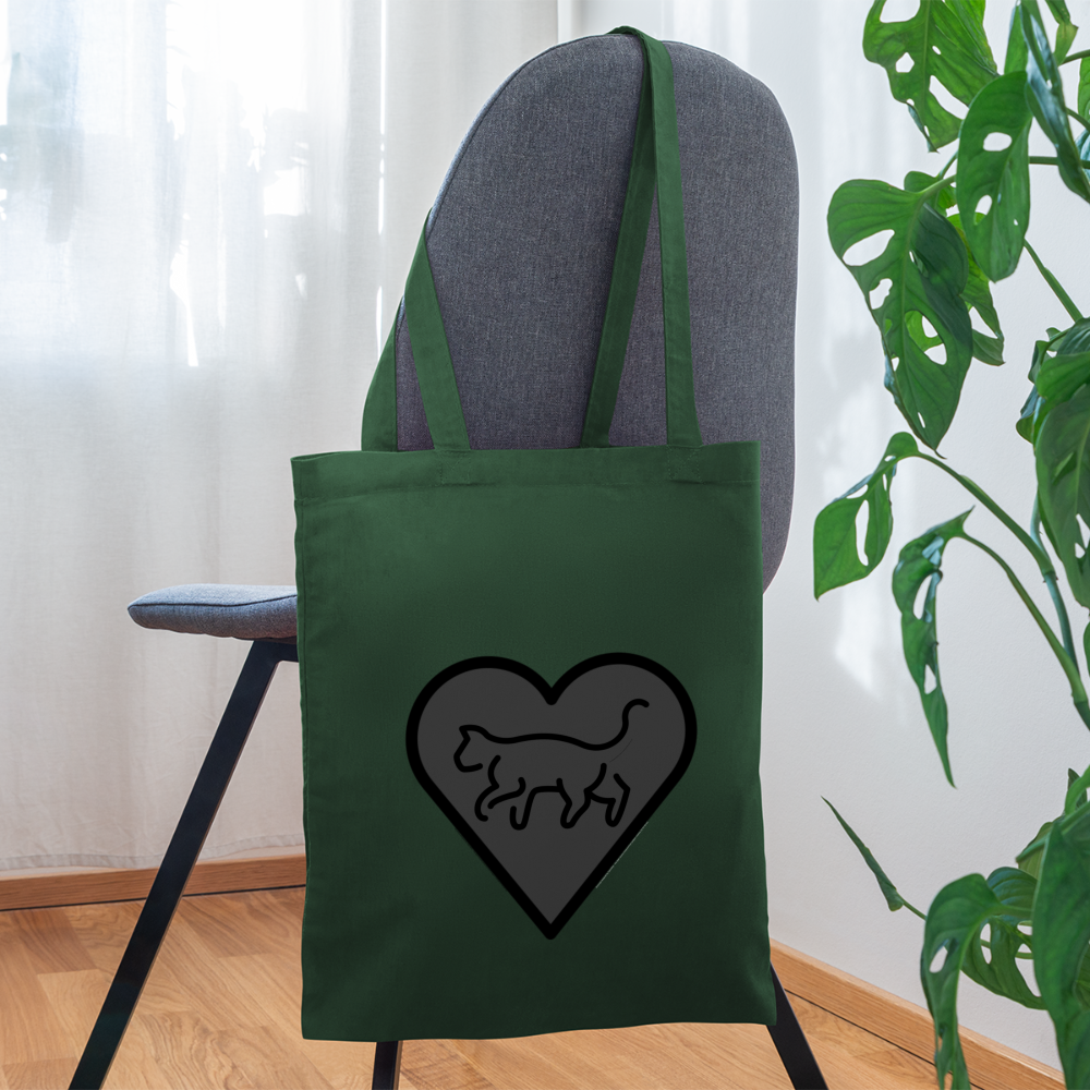 Customizable Black Heart + Black Cat Moji L Canvas Tote Bag (15x14) - Emoji.Express - forest green