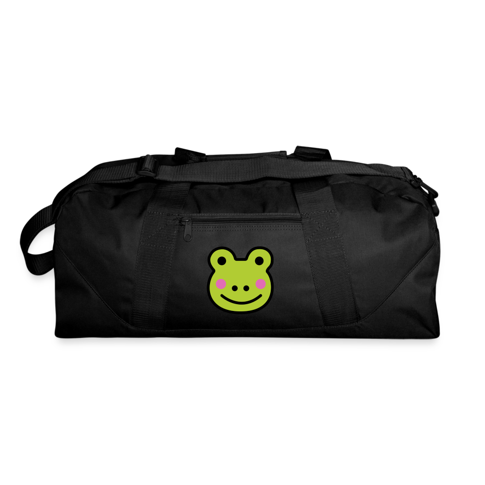 Customizable Sachi-chan Emoji Expression Character Moji + Name (Three-Sided Print) Recycled Duffel Bag - Emoji.Express - black