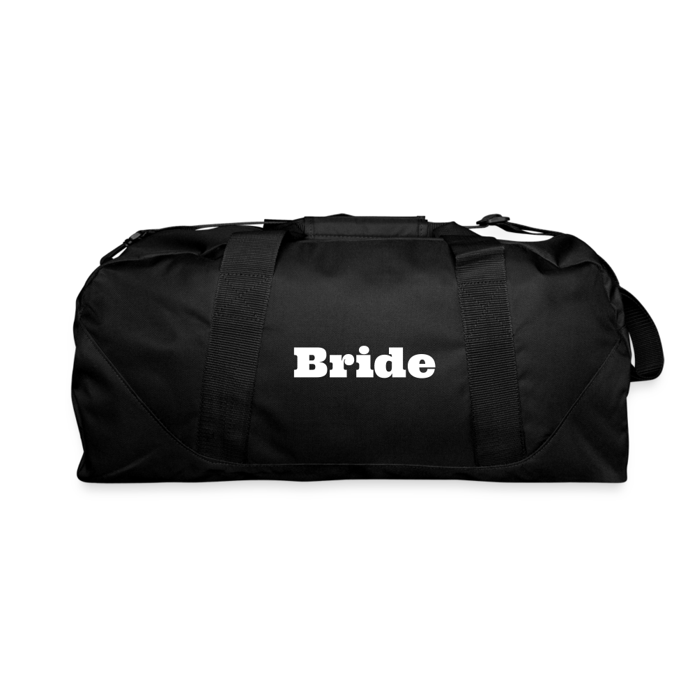 Customizable Bride Moji + Name (Double-Sided) Recycled Duffel Bag - Emoji.Express - black