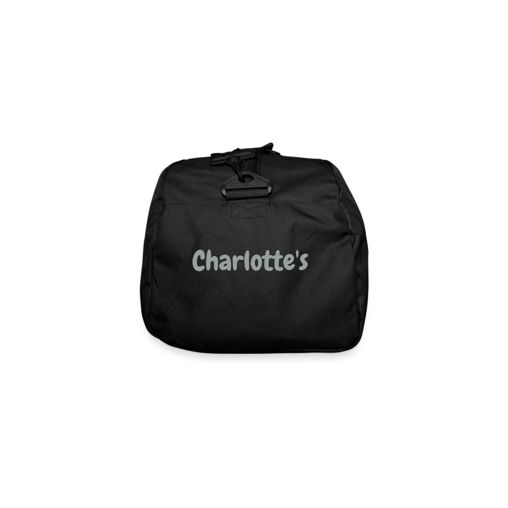 Customizable Spider Web + Spider Moji + Name (Three-Sided) Recycled Duffel Bag - Emoji.Express - black