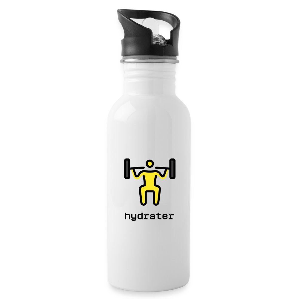 Customizable Person Lifting Weights Moji + Hydrater Text Water Bottle - Emoji.Express - white