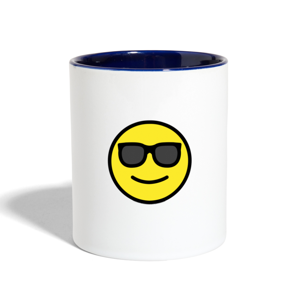 Customizable Sunglasses + Star Struck Moji (Two-Sided) Contrast Coffee Mug - Emoji.Express - white/cobalt blue