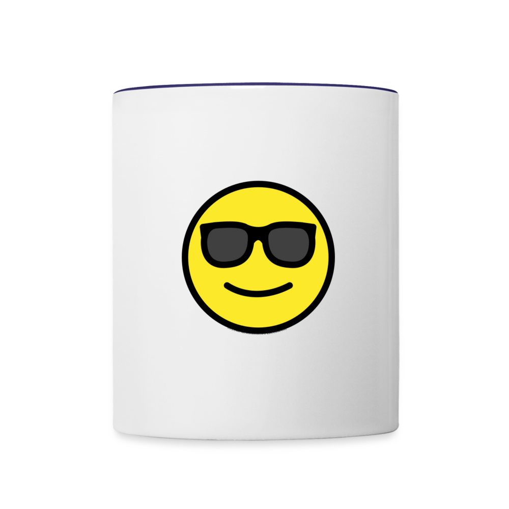 Customizable Sunglasses + Star Struck Moji (Two-Sided) Contrast Coffee Mug - Emoji.Express - white/cobalt blue