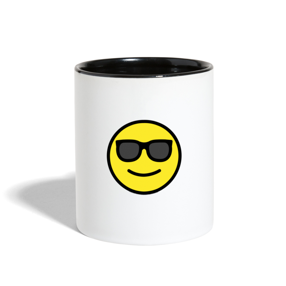 Customizable Sunglasses + Star Struck Moji (Two-Sided) Contrast Coffee Mug - Emoji.Express - white/black