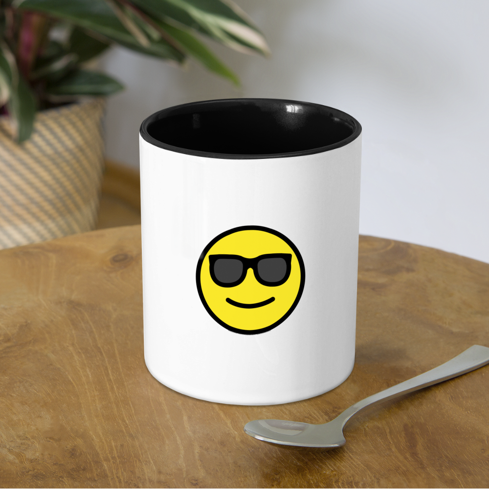 Customizable Sunglasses + Star Struck Moji (Two-Sided) Contrast Coffee Mug - Emoji.Express - white/black