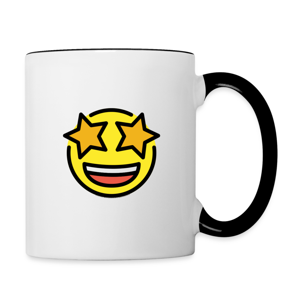 Customizable Sunglasses + Star Struck Moji (Two-Sided) Contrast Coffee Mug - Emoji.Express - white/black