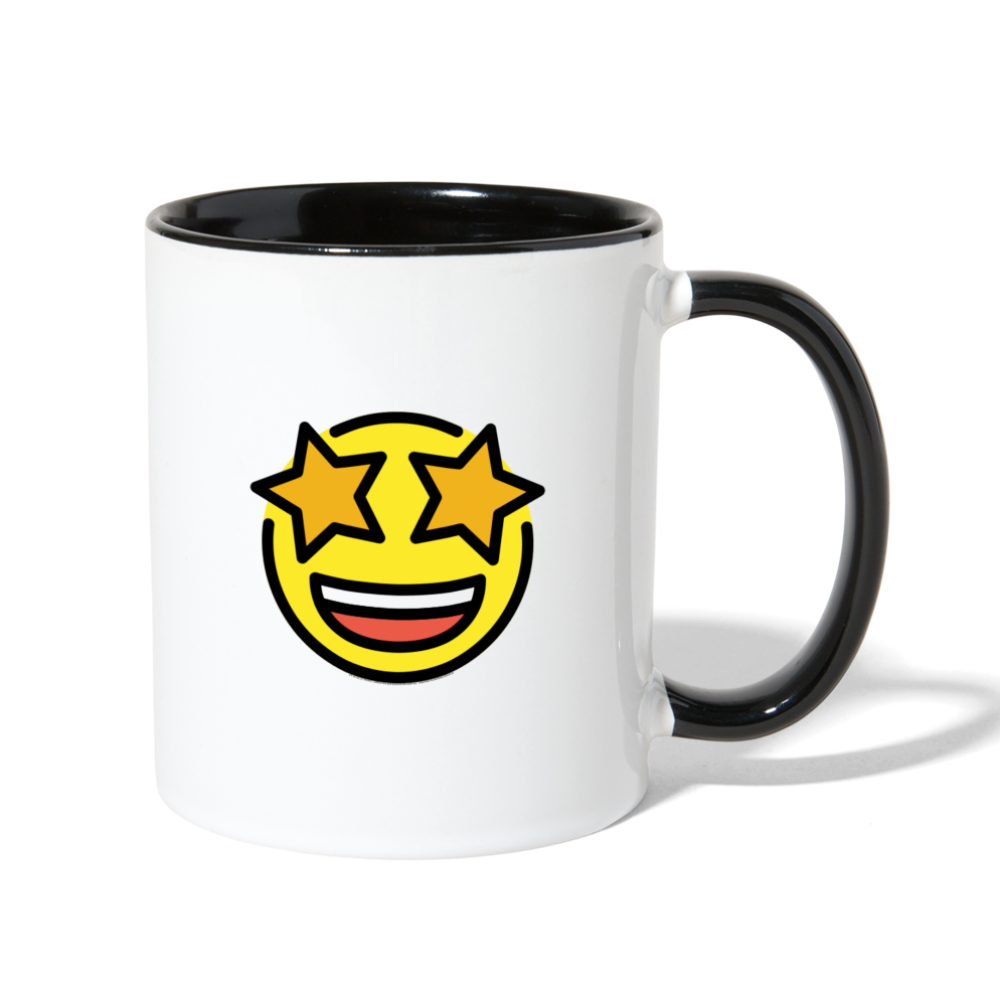 Customizable Sunglasses + Star Struck Moji (Two-Sided) Contrast Coffee Mug - Emoji.Express - white/black