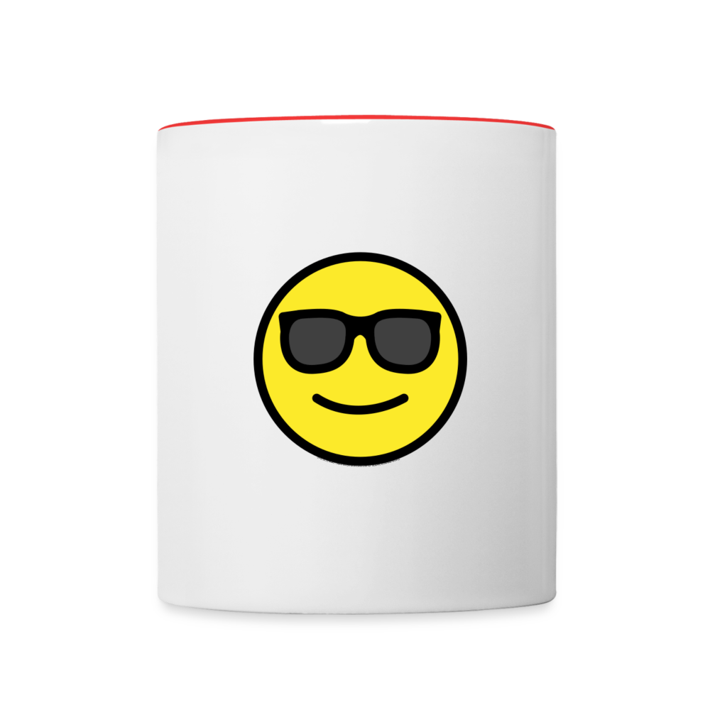 Customizable Sunglasses + Star Struck Moji (Two-Sided) Contrast Coffee Mug - Emoji.Express - white/red
