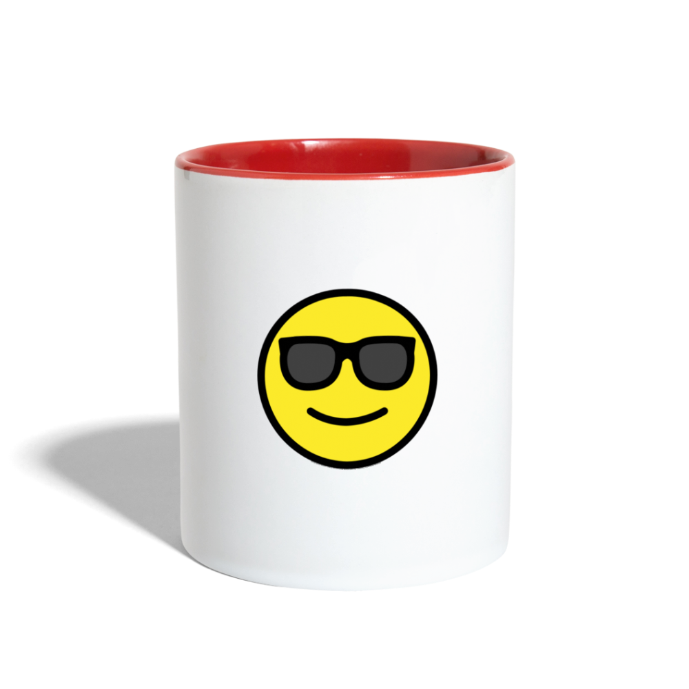 Customizable Sunglasses + Star Struck Moji (Two-Sided) Contrast Coffee Mug - Emoji.Express - white/red