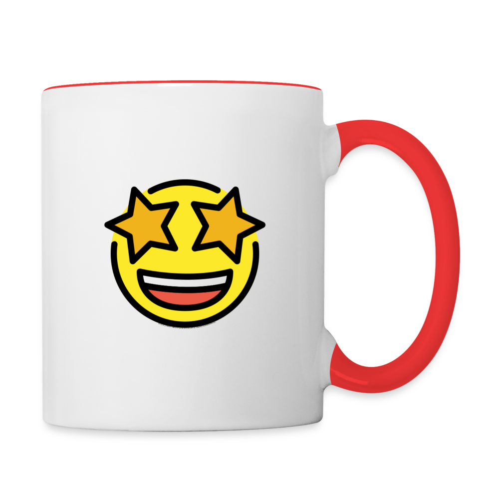 Customizable Sunglasses + Star Struck Moji (Two-Sided) Contrast Coffee Mug - Emoji.Express - white/red