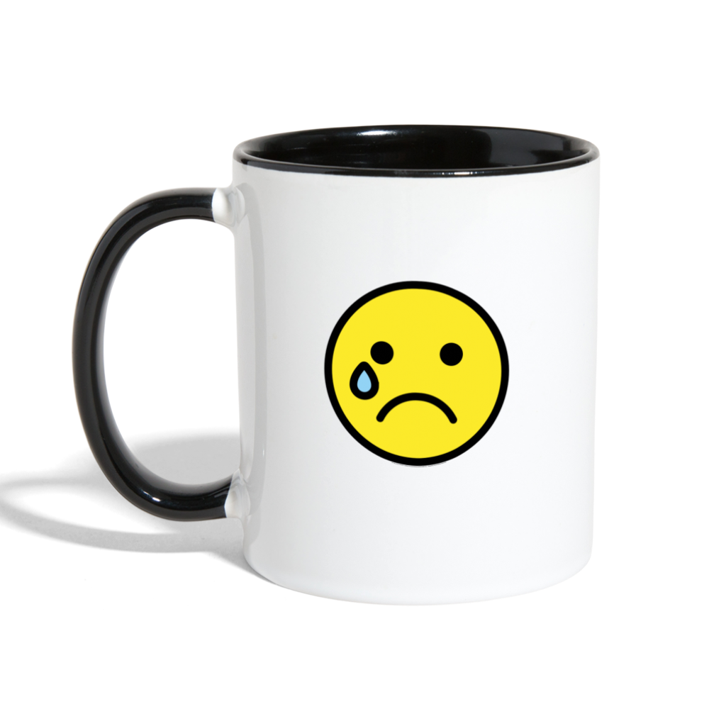 Customizable Smiling Face with Open Hands + Crying Face Moji (Two-Sided) Contrast Coffee Mug - Emoji.Express - white/black
