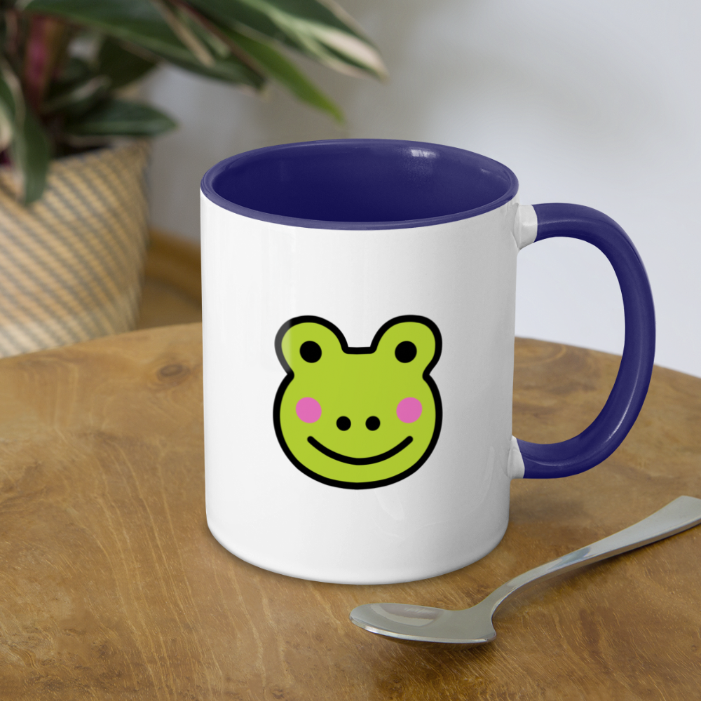 Customizable Sachi-chan Emoji Expression Character Moji (Two-Sided) Contrast Coffee Mug - Emoji.Express - white/cobalt blue