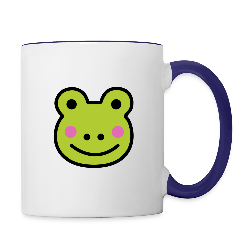 Customizable Sachi-chan Emoji Expression Character Moji (Two-Sided) Contrast Coffee Mug - Emoji.Express - white/cobalt blue