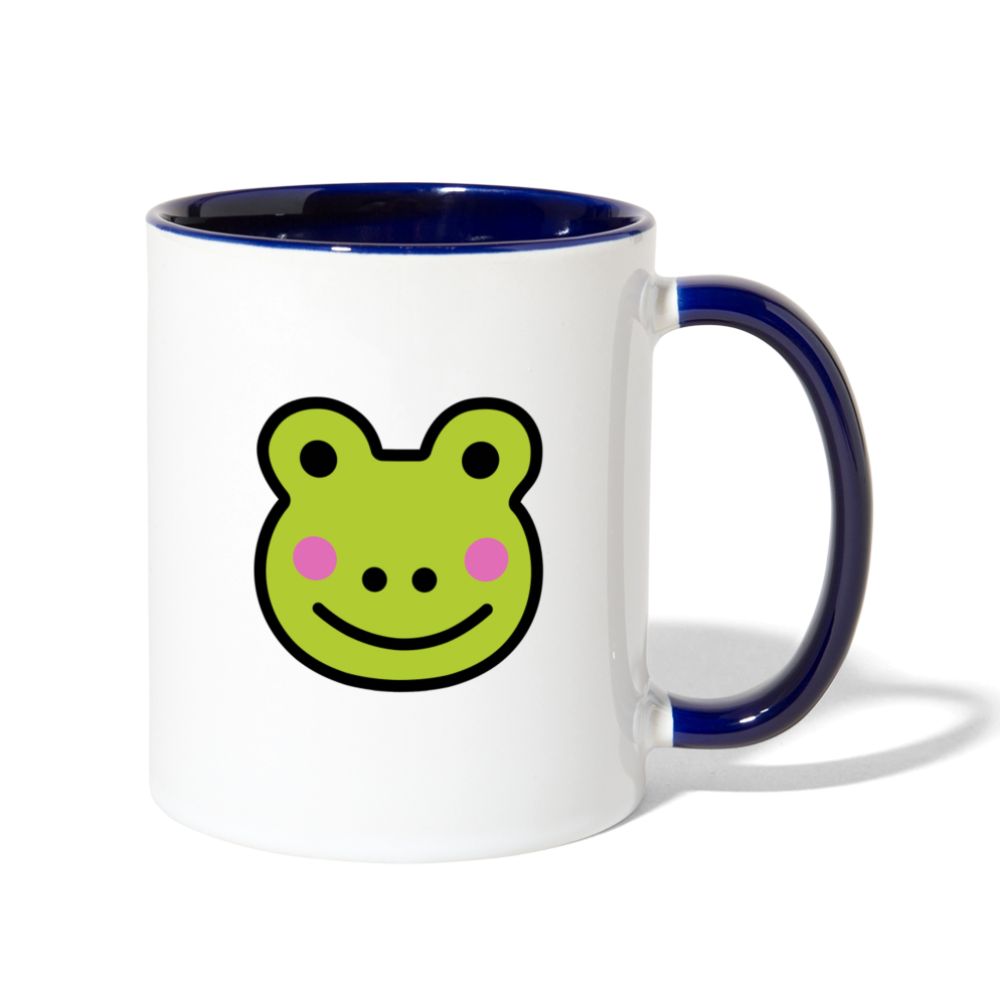 Customizable Sachi-chan Emoji Expression Character Moji (Two-Sided) Contrast Coffee Mug - Emoji.Express - white/cobalt blue