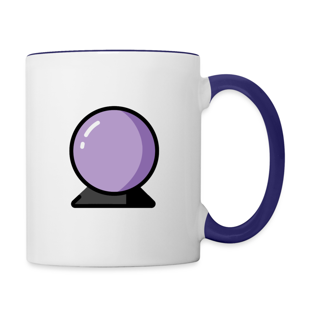 Customizable Crystal Ball + Money Bag Moji (Two-Sided) Contrast Coffee Mug - Emoji.Express - white/cobalt blue