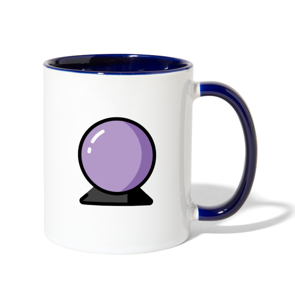 Customizable Crystal Ball + Money Bag Moji (Two-Sided) Contrast Coffee Mug - Emoji.Express - white/cobalt blue