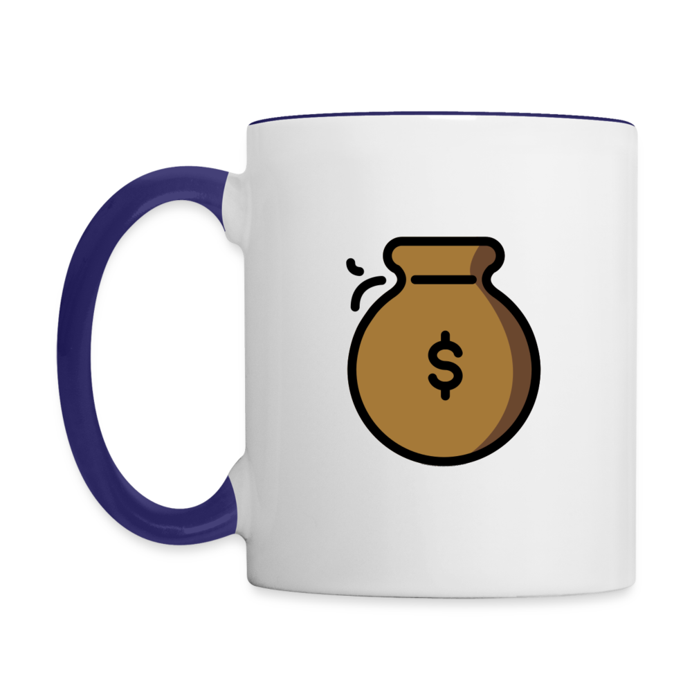 Customizable Crystal Ball + Money Bag Moji (Two-Sided) Contrast Coffee Mug - Emoji.Express - white/cobalt blue