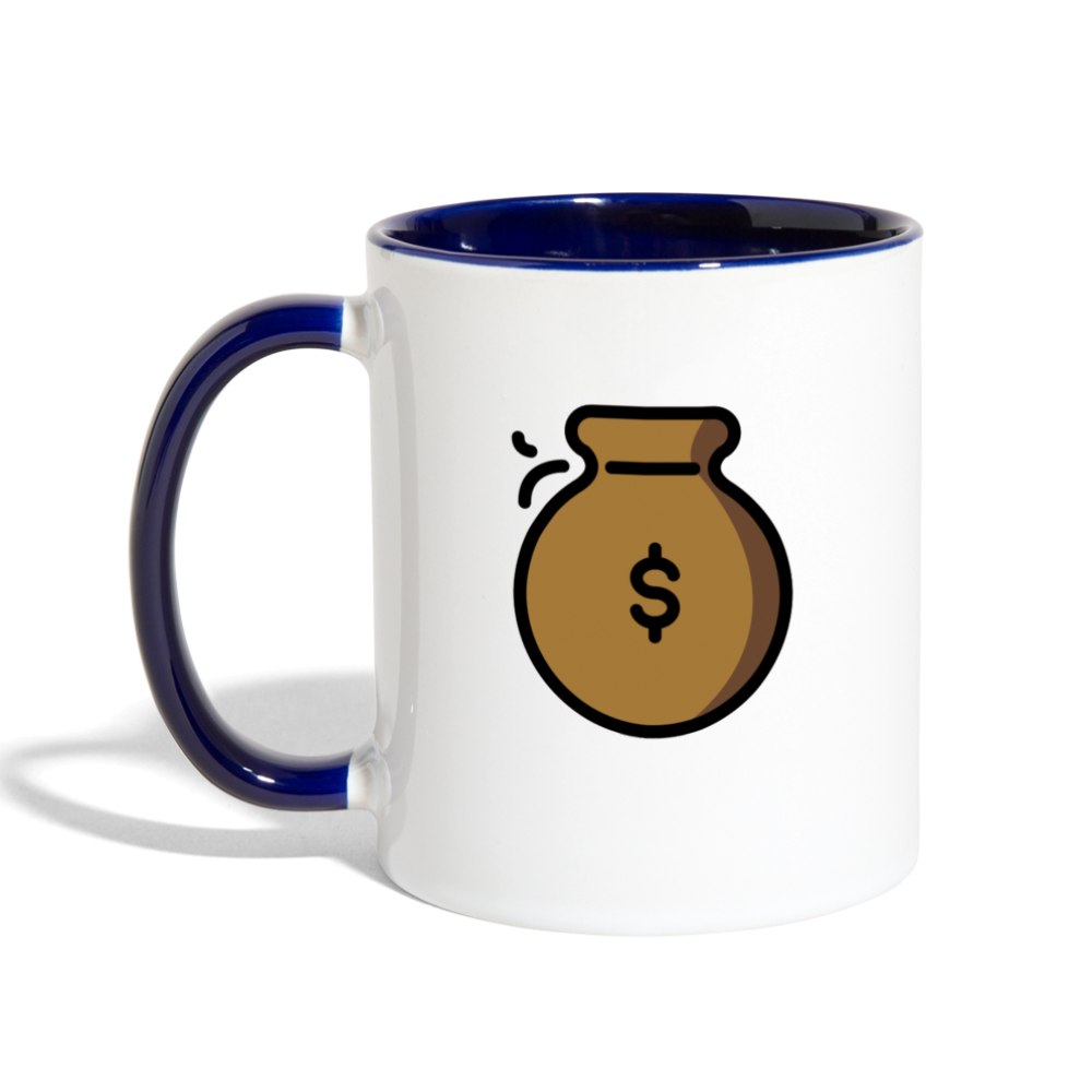 Customizable Crystal Ball + Money Bag Moji (Two-Sided) Contrast Coffee Mug - Emoji.Express - white/cobalt blue