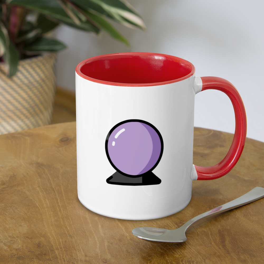 Customizable Crystal Ball + Money Bag Moji (Two-Sided) Contrast Coffee Mug - Emoji.Express - white/red