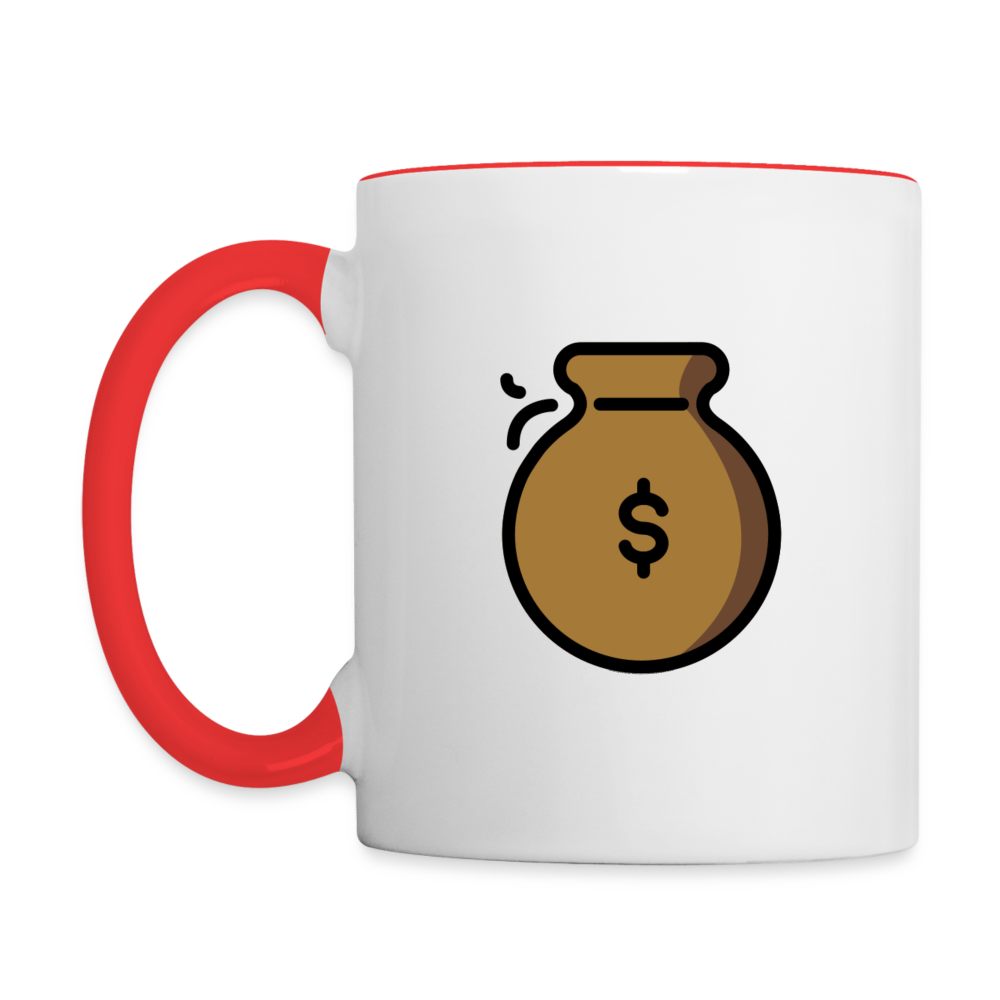 Customizable Crystal Ball + Money Bag Moji (Two-Sided) Contrast Coffee Mug - Emoji.Express - white/red