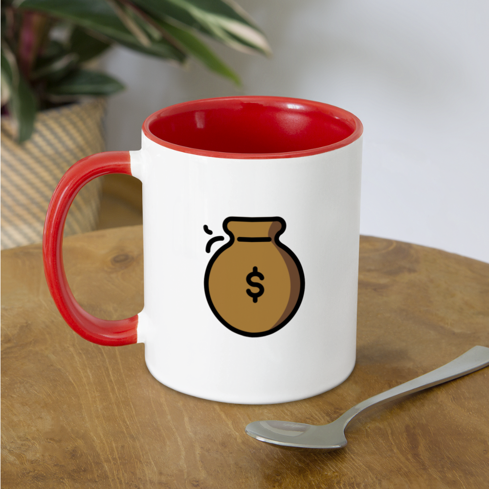 Customizable Crystal Ball + Money Bag Moji (Two-Sided) Contrast Coffee Mug - Emoji.Express - white/red