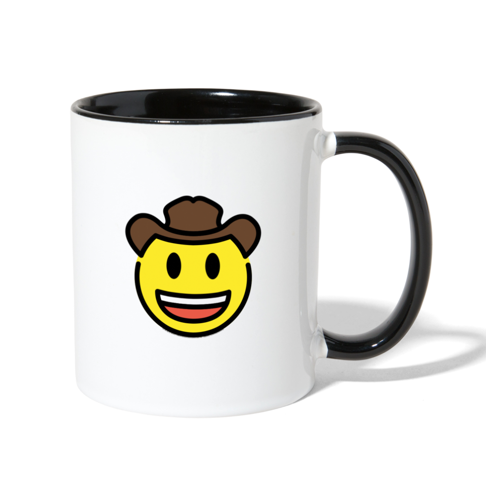 Customizable Cowboy Hat Face Moji (Two-Sided) Contrast Coffee Mug - Emoji.Express - white/black